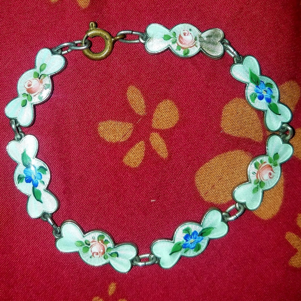 Vintage rare Ivar Holth guilloche enamel bracelet
